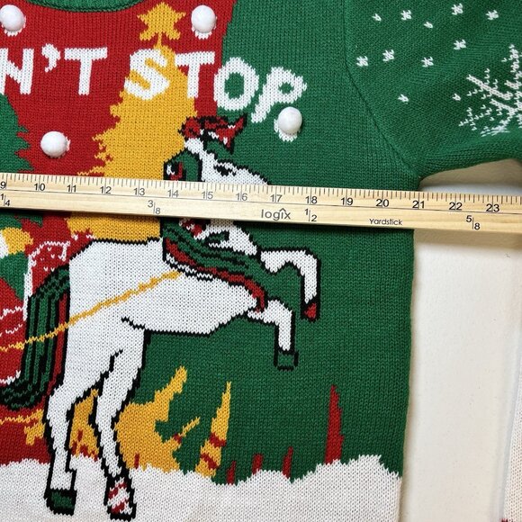 "Ugly" Christmas Sweater Size XL Don't Stop Believin' Unicorn‎ Party Colorful - Picture 7 of 7